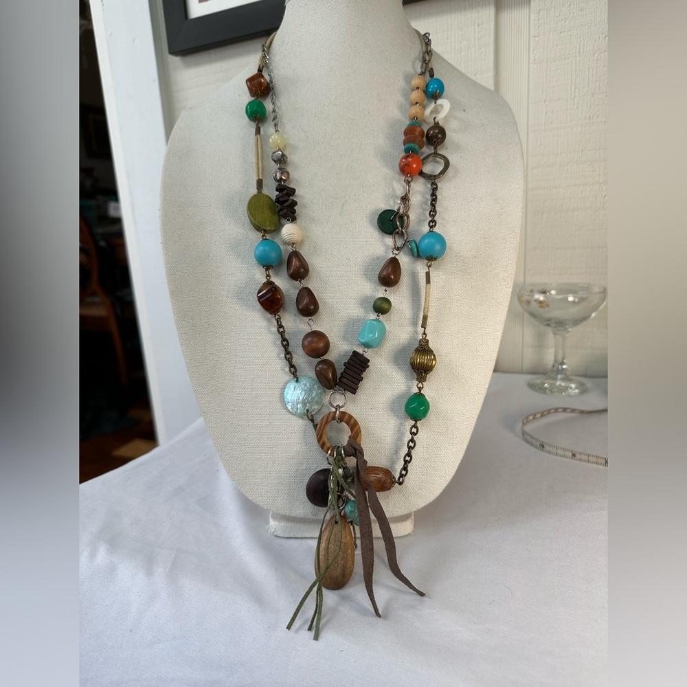 Long rustic boho inspired statement necklaces